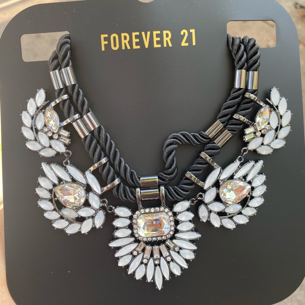 Forever 21 Black and Silver Statement Necklace